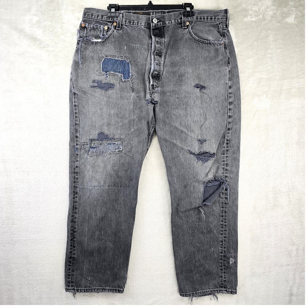 Vintage Levis 501 Jeans 42x30 (Fits 39x28) USA Grunge Thrashed Patch Distressed